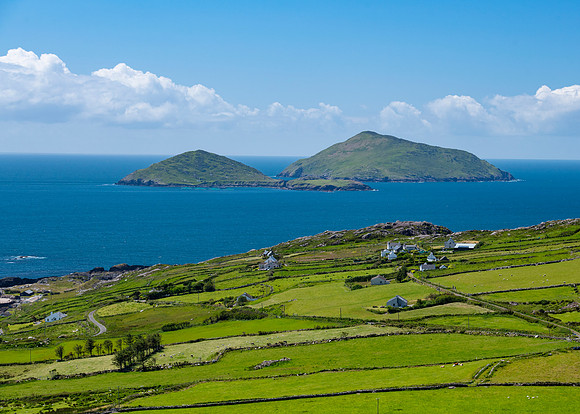 Looking south from the ring of Ring of Kerry to Deenish and Scariff Islands